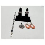 Blue Stone Bracelet, Mutil Colored Pendant,