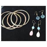 Gold Tone Bangles & Earrings