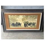 59"x 34.5"Elephants At Amboseli Signed By David