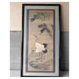 30ï¿½x15ï¿½ Japanese Hanging Scroll Two Cranes & Tree