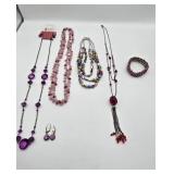 (4) Beaded Necklaces, Beaded Bracelet & (2) Pr