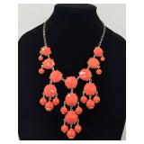 VTG Coral Beaded Bibt Necklace Gold
