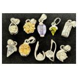 (10) Small Necklace Pendants Some 18K GP
