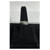 Sz: 8.5, 925, Silver Caved Wavy