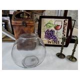 Tile Serving Tray, Small Trash Can, Fish Bowl &