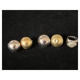 Silver & Gold Tone Earrings + Sz 7 Silver Tone
