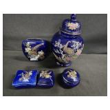 Vintage Japanese Cobalt Blue Porcelain Set