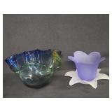 Beautiful Hand Blown Signed Crystal Bowl & F