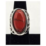 Large Red Stone  Ring Sz 7.5