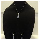 2pc, 925 Earrings & Necklace Swarovski Crystals