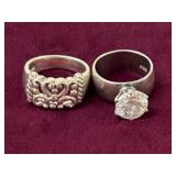 2 Silver 925 Rings Size 7/7.5