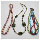 (3) Colorful Beaded Necklaces