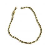 14K Gold  7.5" Rope Chain Bracelet Broken Clasp