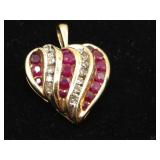 10K Gold & Ruby Heart Pendant