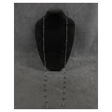 Long Silver Tone Black Necklace