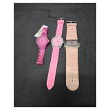 (3) Ladies Pink Watches