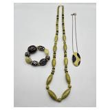(2) Sage Green Necklaces & Bracelet