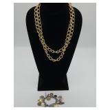 Lightweight Gold Tone Link Chain & Charm Bracelet