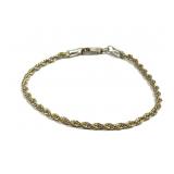 14K Gold Rope Bracelet 7"