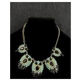 Gold Tone Turquoise Necklace