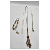(2) Necklaces, Tiny Gold Chain, Bracelet &