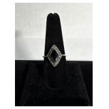 Sz: 9, 925, Silver Black Ring