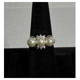 Sz: 8, 925, Silver Pearl Ring
