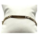 14K Gold ID 5" Figaro Chain Bracelet