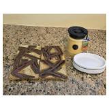 Glazed Pottery Coasters, NEW Bridgewater Candle &