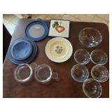 Assorted Pyrex Bowls, Flower Plate, Trivet & More