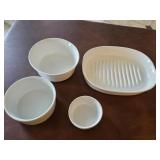 Corning Ware Grill Dish& Bowl + (2) Ramekins