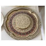 Vintage Floral Tin Serving Tray With Raised