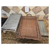 21"ï¿½14" Wicker Tray, 15"ï¿½5.5" Glazed Pottery