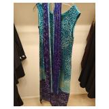 Teal & Purple Maxi Dress LG