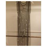 Couture Mesh Maxi Dress w/Feathers OS