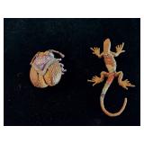 Beetle & Lizard Brooches