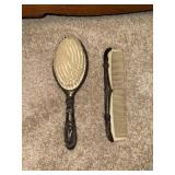 Vintage Pewter Vanity Brushes Set