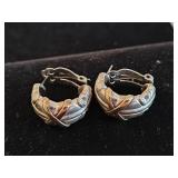 Sterling & Possibly Gold Cross Cross Earrings