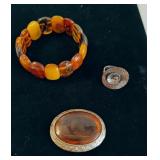 Orange Bracelet, Ring, Brooch