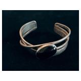 Sterling Cuff Bracelet with Black Stone
