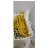 Bin of nylon rope & plastic chain