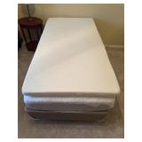 Twin Bed,Base W/ Bed Frame & Tempurpedic Topper