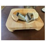 Square Wooden Spice Grinding Bowl w/2 ULU Knives