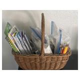 12"x11"x5" Basket, Color Pencils, Maps, Playing