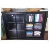 48"x16"x36" Black Bookcase W/ Sliding Doors