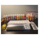 Acrylic paints, colored pencils, and more