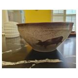 Signed "Norb"  Hand Painted Ram Bowl 9"