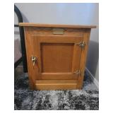 Vintage White Clad Oak Wood Ice Box Nightstand