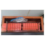 Wooden box with 8 kline tools.Pegboard pieces