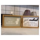 Bathroom Decor Signs, Reversible
